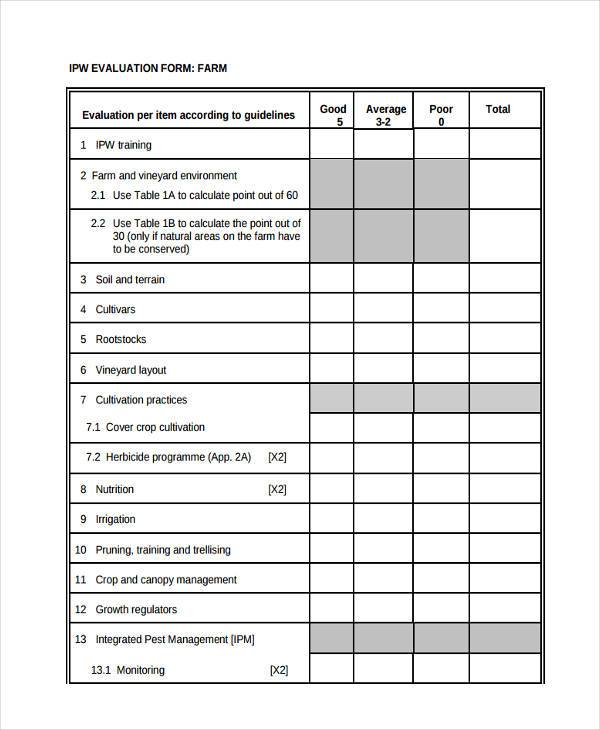 home product evaluation form
