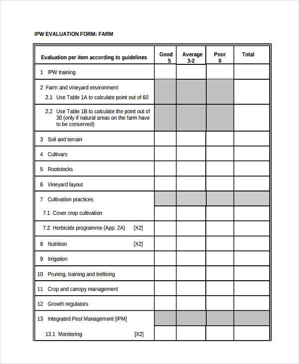 Sample products for evaluation