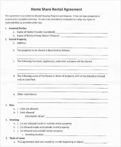 home rental contract form