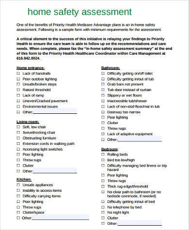 home safety assessment form