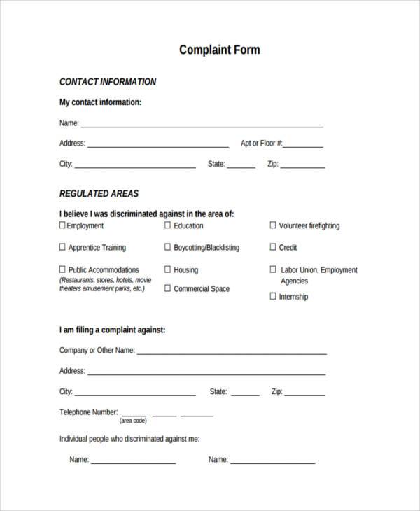 FREE 7+ Sample Hotel Complaint Forms in PDF MS Word