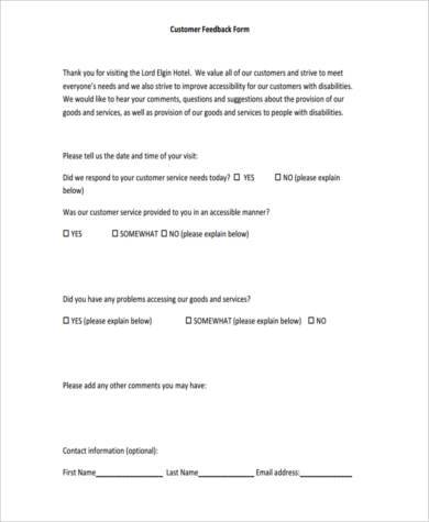 FREE 11+ Hotel Feedback Form Samples, PDF, MS Word, Google Docs