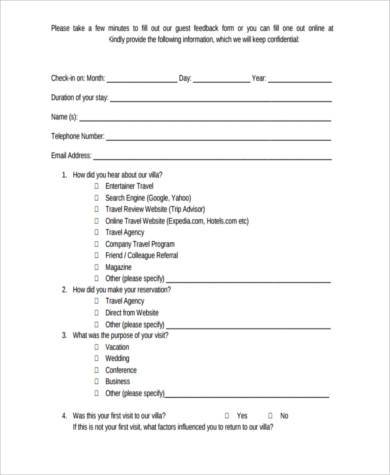 FREE 11+ Hotel Feedback Form Samples, PDF, MS Word, Google Docs