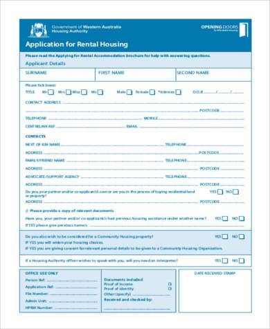 house rental application form pdf