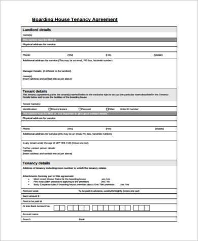 house tenancy agreement form sample
