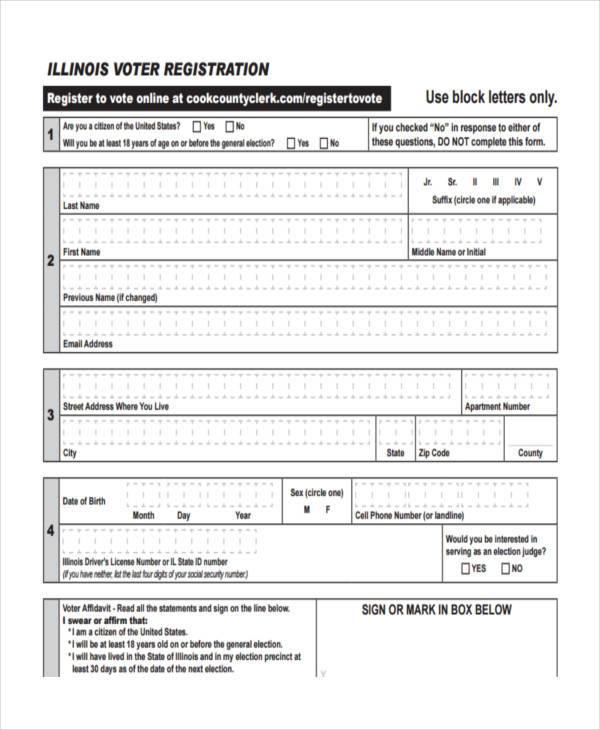 FREE 7 Voter Registration Forms In PDF MS Word