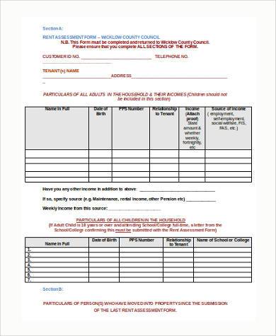 FREE 8+ Income Assessment Form Samples in PDF | MS Word
 Income Assessment Form
