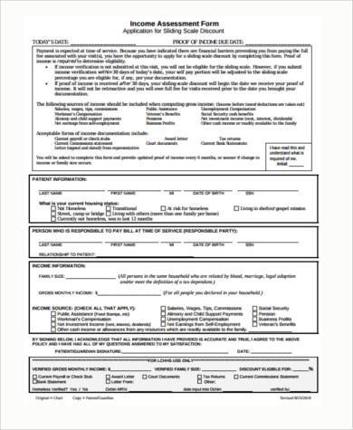 income assessment form in pdf