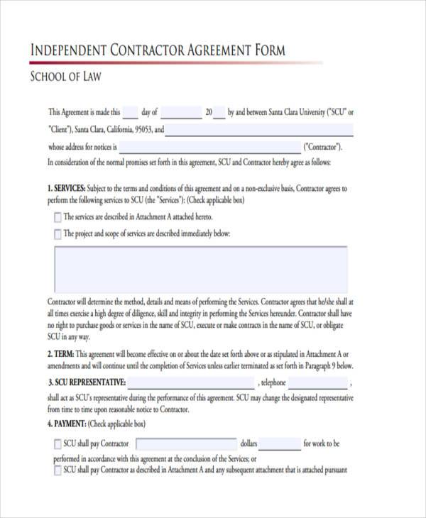 independent contractor agreement form1