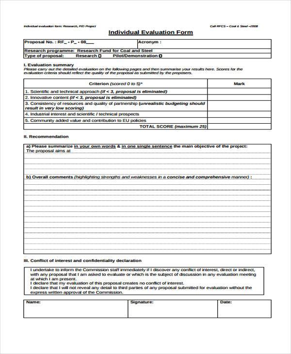 individual technical evaluation form