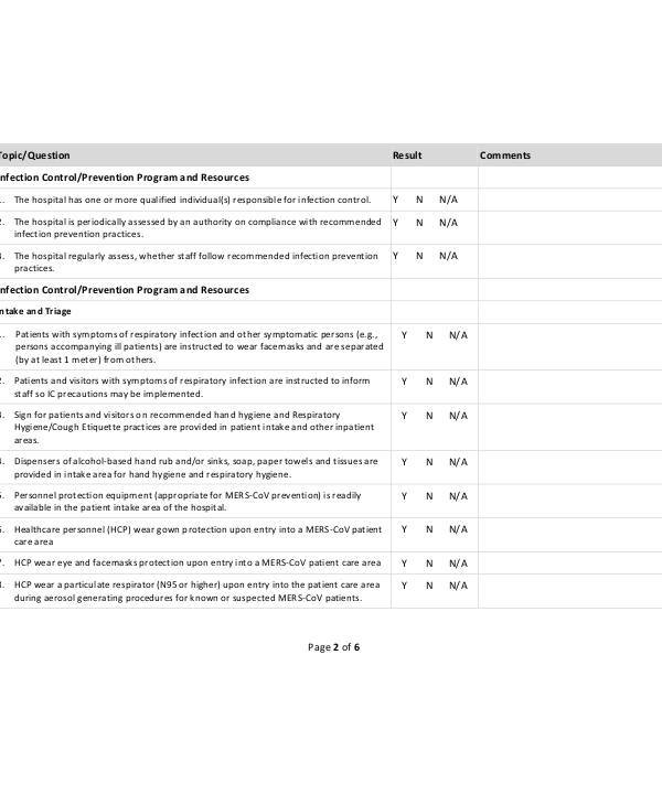 FREE 7+ Sample Infection Control Assessment Forms in PDF MS Word