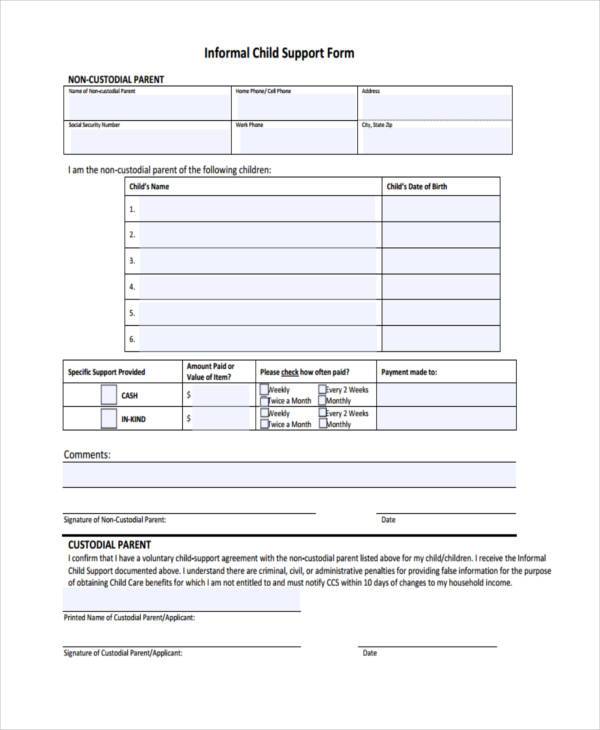 child support payment logsheet