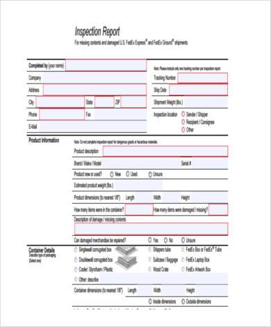 inspection report form example
