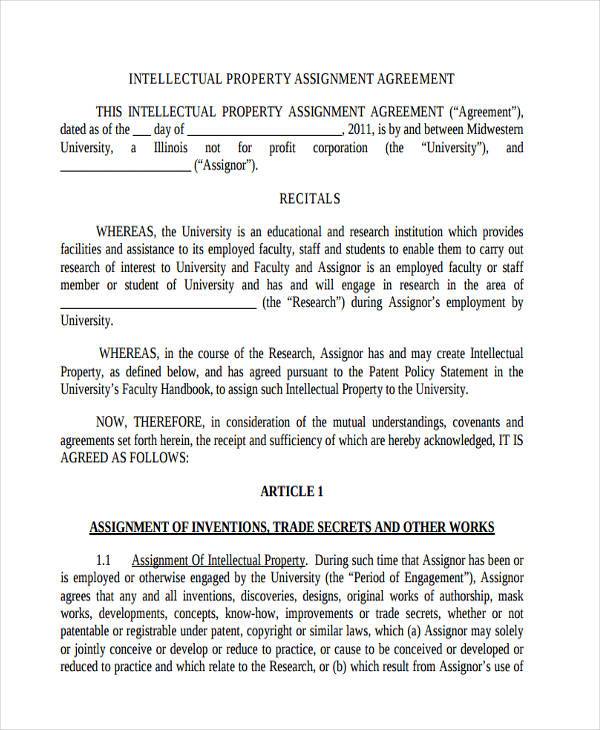 intellectual property assignment agreement form