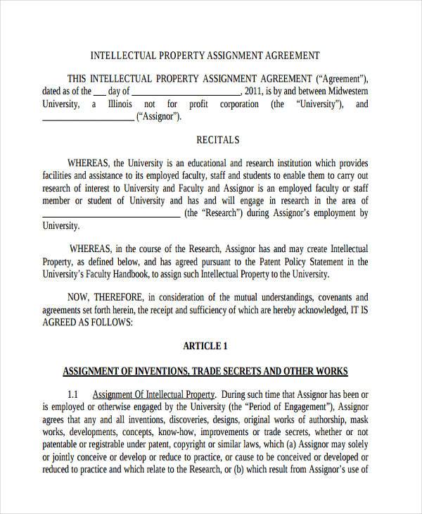 ip assignment agreement sec