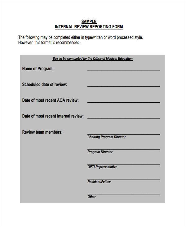 internal policy review form