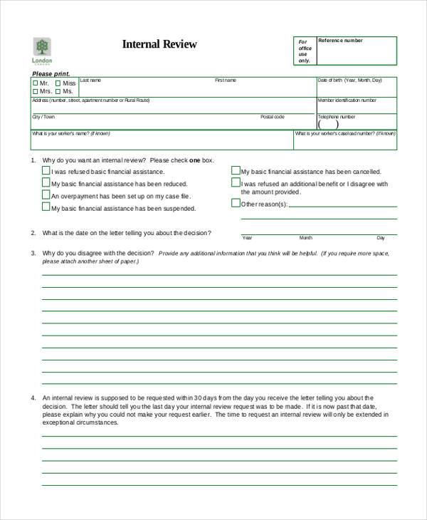 Sample Internal Review Forms - 8+ Free Documents in Word, PDF