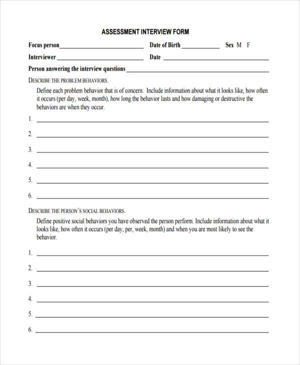 interview assessment form format