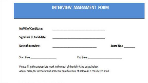 interview assessment form samples