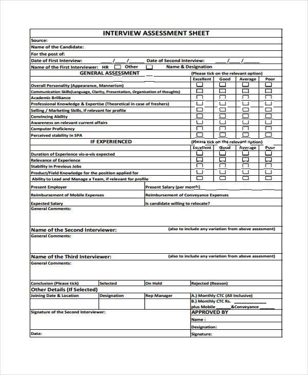 FREE 36+ Assessment Form Samples, PDF, MS Word, Google Docs
