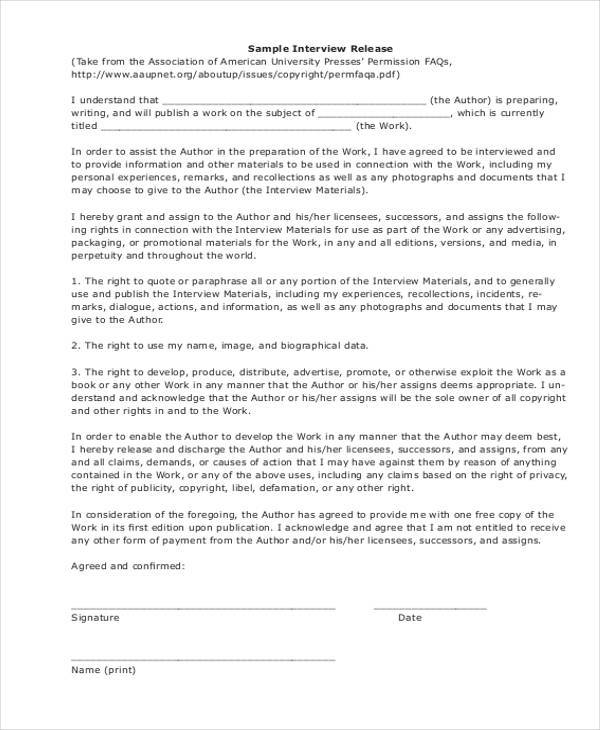 interview permission release form