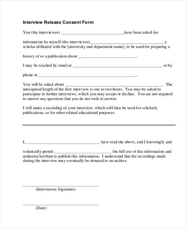interview release consent form