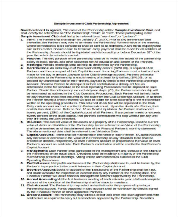 FREE 8+ Investment Club Agreement Forms in PDF MS Word