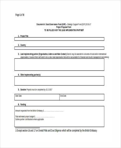 investment fund project proposal form