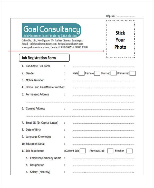 job consultancy registration form