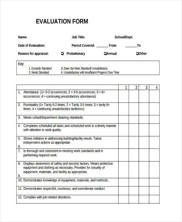 job evaluation form example