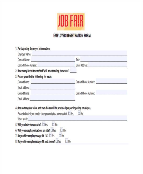 job fair employee registration form