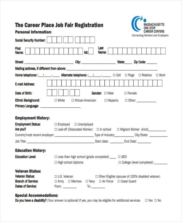 FREE 10+ Sample Job Registration Forms in PDF MS Word Excel