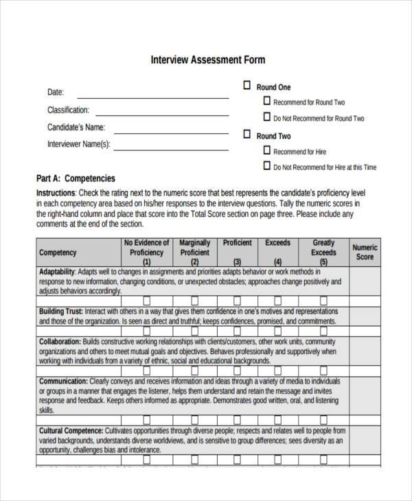 job interview assessment form1