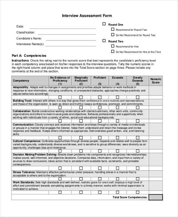 job interview assessment form2