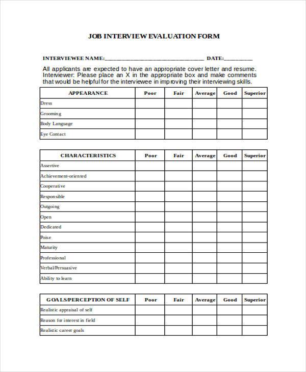 FREE 11+ Job Evaluation Forms in PDF | MS Word | Excel