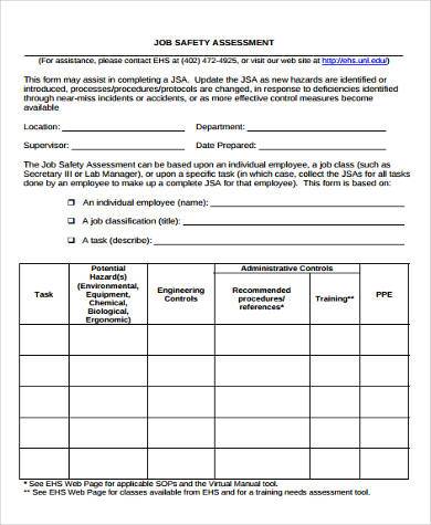 FREE 9+ Sample Safety Assessment Forms in PDF | MS Word | Excel