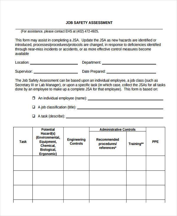 FREE 8+ Job Assessment Form Samples in PDF | MS Word