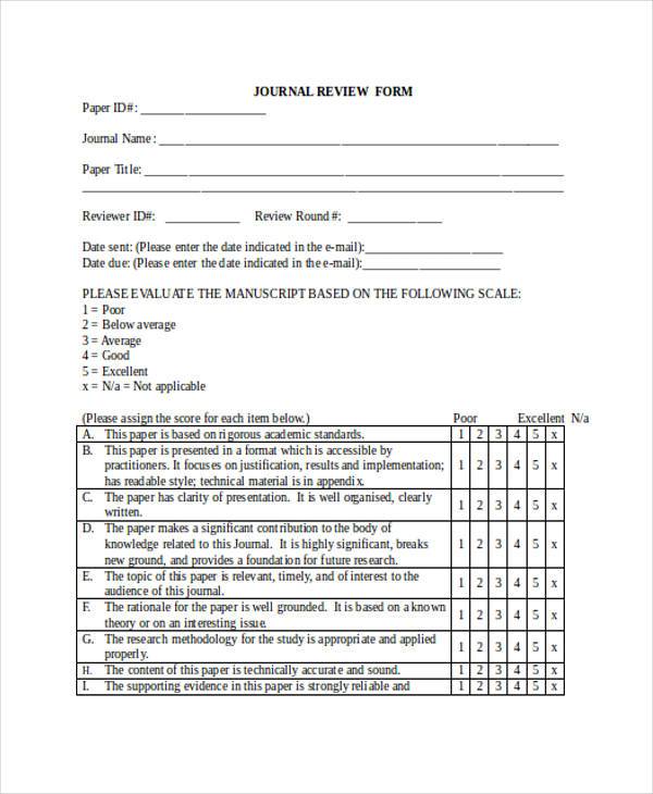 journal review form doc