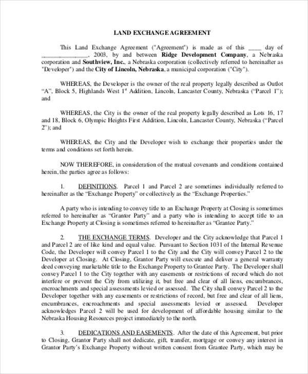 land exchange agreement form1