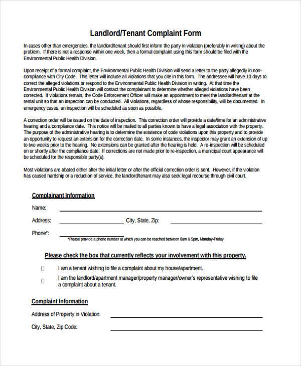 landlord tenant complaint form1