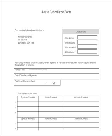 lease cancellation form in pdf