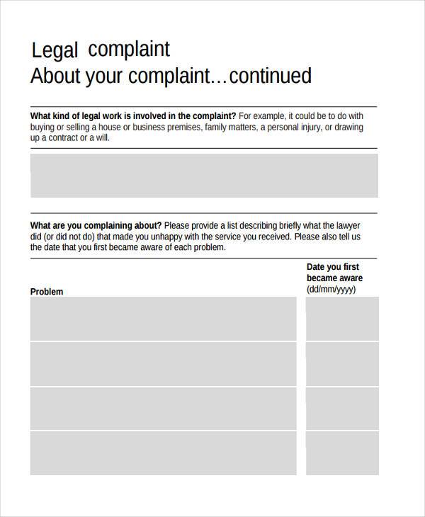 legal complaint form example1