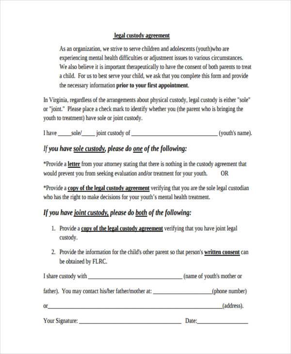 Free Custody Agreement Template