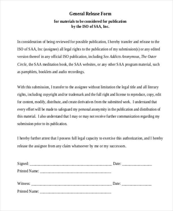 FREE 8 Legal Release Forms In PDF MS Word