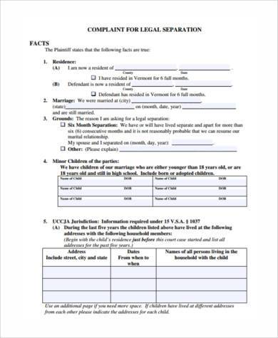 Free 8 Sample Separation Agreement Forms In Ms Word Pdf