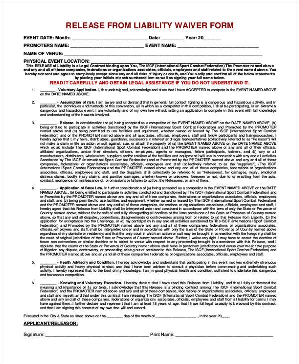 legal release waiver form