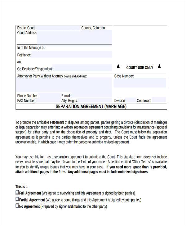 FREE 8 Separation Agreement Forms In PDF MS Word