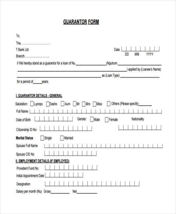 loan guarantor agreement form