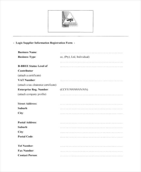 logis supplier informatien registration form