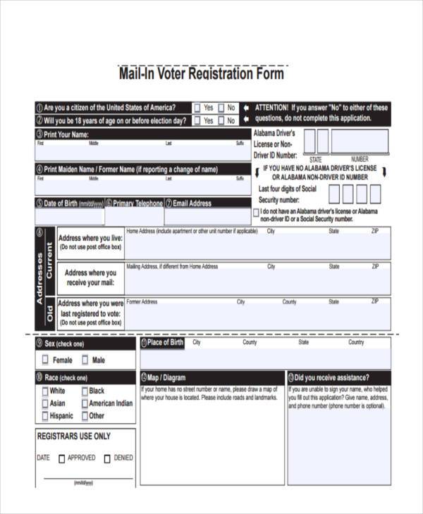 mail in voter registration form